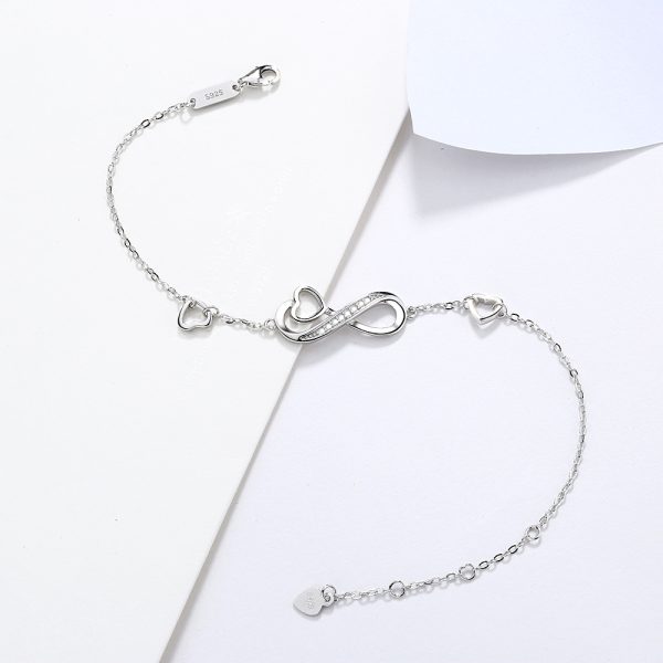 925 pound silver infinite heart wristband, fashionable and versatile girlfriend gift, elegant jewelry for women - 图片 4