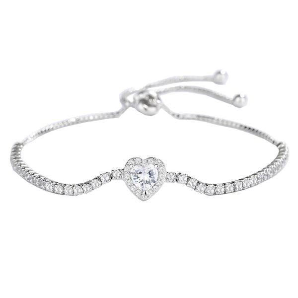 925 Sterling Silver Full Diamond Heart Bracelet for Women, Fashionable & Personalized Summer Jewelry, Lightweight Luxury Rhinestone Hand Chain