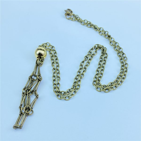 Natural Crystal Raw Stone Mesh Bag Metal Bamboo Necklace Weaving Pendant Adjustment Chain Mesh Bag Pendant Rope - Image 3