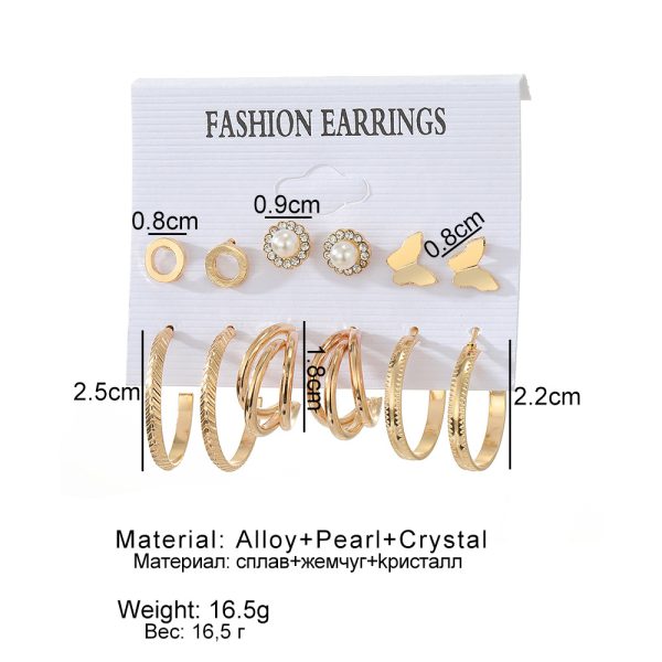 Minimalist basic alloy earring set  creative retro card ear ring earring set - Image 5