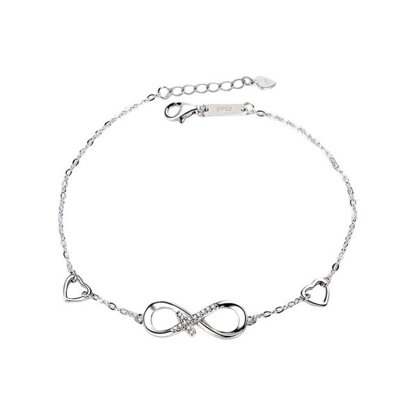 Fashionable Personalized Heart Cross 925 Sterling Silver Bracelet, Elegant Jewelry for Women