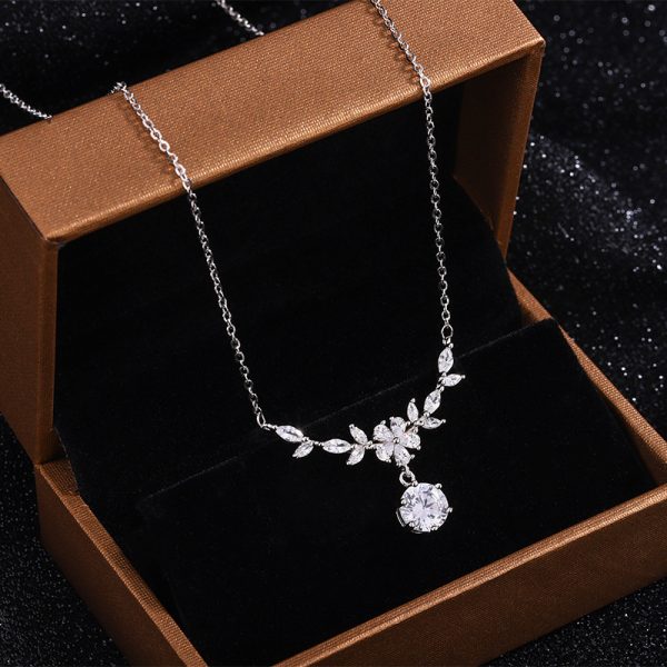 999 sterling silver cherry blossom necklace, women's forest series ins, floral branches, laurel, light luxury collarbone chain, gift for girlfriend and best friend - 图片 4