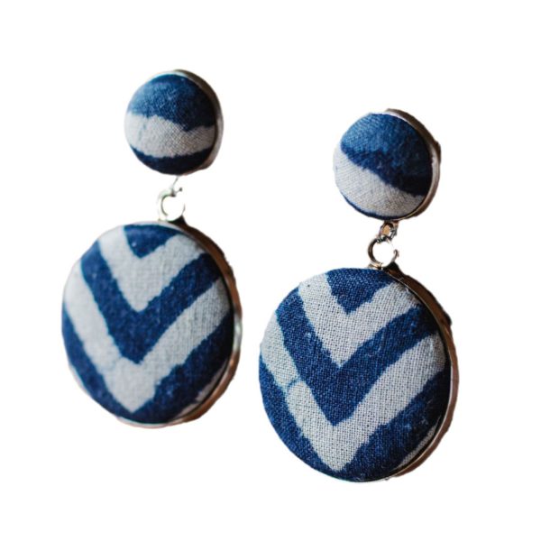 Blue dye printed ethnic style new Chinese handmade earrings stainless steel earrings retro niche design high-end temperament - Image 5