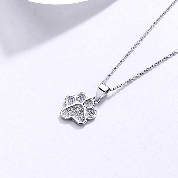 925 Sterling Silver Dog Paw Necklace for Women, High-End Cat Paw Print Pendant, Elegant Clavicle Chain Jewelry - Image 2