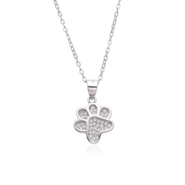 925 Sterling Silver Dog Paw Necklace for Women, High-End Cat Paw Print Pendant, Elegant Clavicle Chain Jewelry