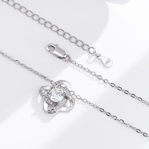 S925 sterling silver clover necklace, simple and eternal star, full diamond zircon pendant, cross-border collarbone chain - Image 4