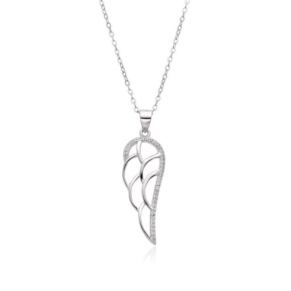 925 Sterling Silver Angel Wings Feather Pendant Necklace, Elegant & Fashionable Clavicle Chain, High-End Jewelry for Women