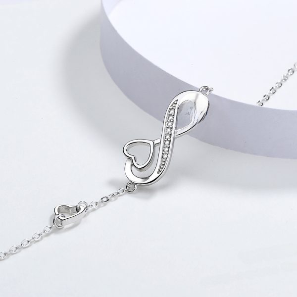 925 pound silver infinite heart wristband, fashionable and versatile girlfriend gift, elegant jewelry for women - 图片 2