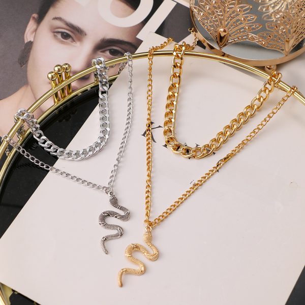 New European and American Hip Hop Punk Thick Chain Serpentine Pendant Necklace Ins Same Style Necklace for Women - Image 2