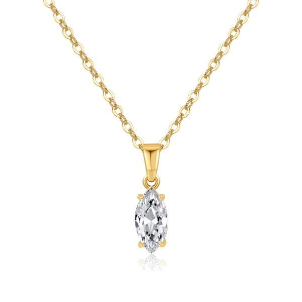 18K Gold-Plated Copper Zircon Pendant Necklace, Simple Elegant Clavicle Chain, Perfect Wedding Gift for Girlfriend, Luxury Jewelry for Women