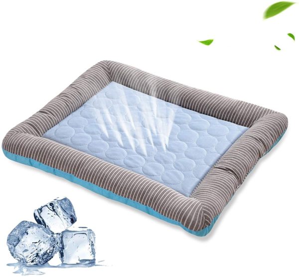 Pet Cooling Pad Bed For Dogs Cats Puppy Kitten Cool Mat Pet Blanket Ice Silk Material Soft For Summer Sleeping  Blue Breathable - 图片 2