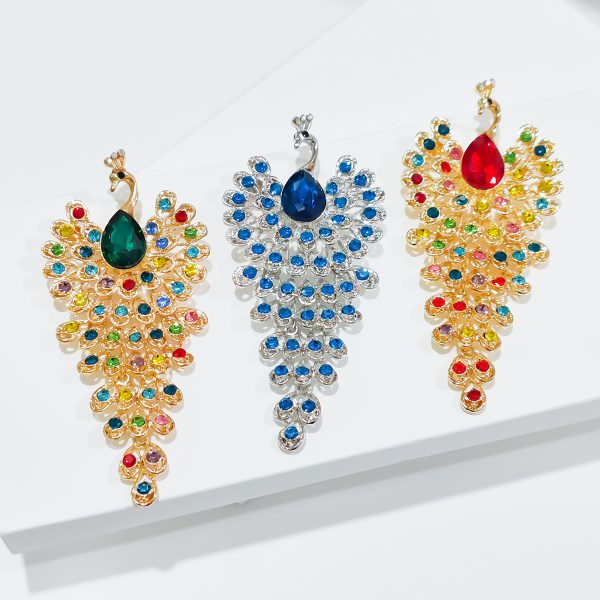 Diamond studded peacock brooch for women with a niche and high-end feel, DIY simple and luxurious chest flower