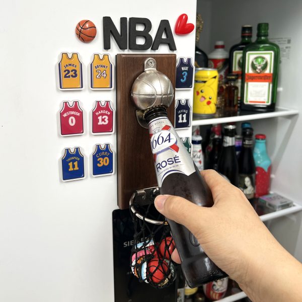 NBA basketball refrigerator sticker bottle opener magnetic suction James Kobe McGrady jersey wall mounted beer screwdriver ball jersey