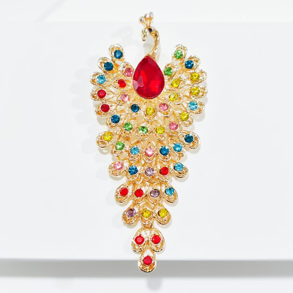 Diamond studded peacock brooch for women with a niche and high-end feel, DIY simple and luxurious chest flower - Image 3