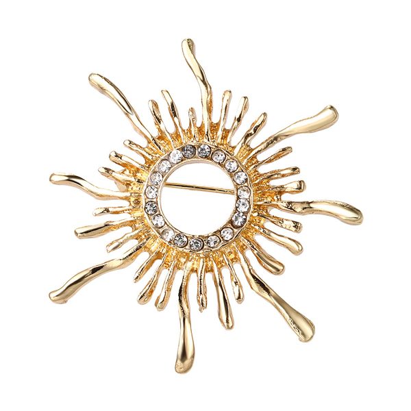 Retro metal Sun God badge brooch, women's clothing accessories, niche, high-end, exaggerated pin, Baroque chest flower