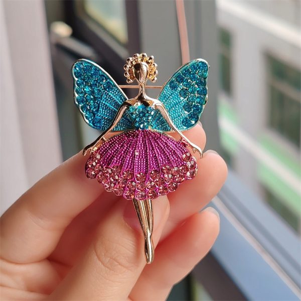 Diamond studded ballet girl brooch, female niche high-end feeling brooch DIY high-end suit chest flower