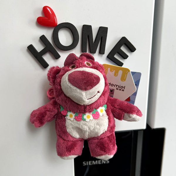 Cute cartoon plush magnetic suction strawberry bear refrigerator sticker pendant home desk lamp magnetic decoration entrance door magnet sticker - Image 2