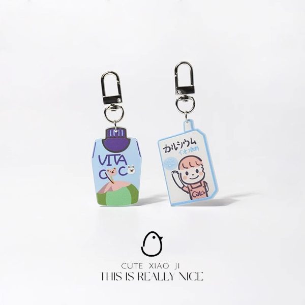 Yuanqi Cute Soda Acrylic Pendant Keychain Bag Accessories Creative Cartoon Hanging Accessories Versatile Daily Accessories - 图片 2