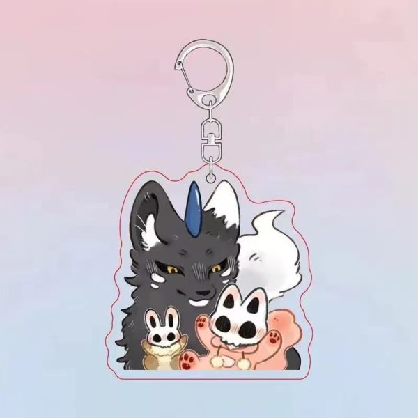 Not human, but animal, cute cartoon divine beast, fur ball, good luck avatar, acrylic keychain, friend gift pendant - 图片 3