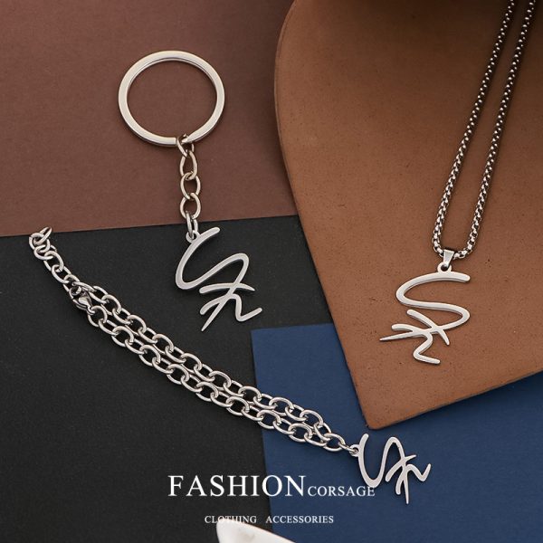 TF family Su Xinhao necklace bracelet keychain fashionable, simple, versatile collarbone chain men's and women's titanium steel pendant jewelry - 图片 4