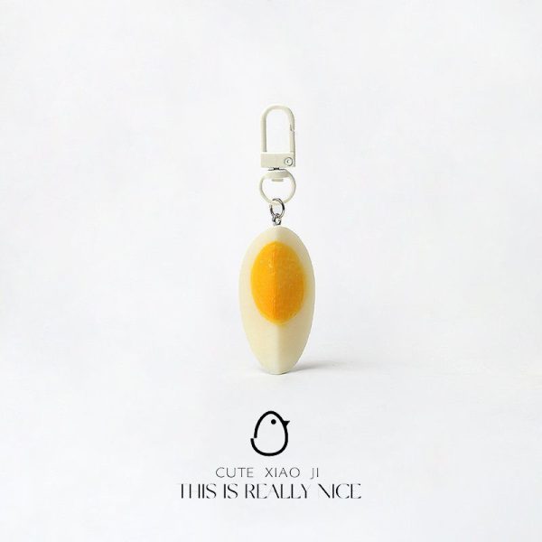 Bizarre simulation half cut egg keychain original design pendant bag accessories niche hanging accessories fun accessories - Image 2