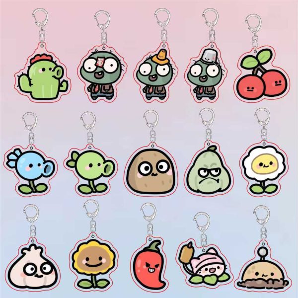 Q-version Plants vs. Zombies Keychain Cartoon Peripheral Expressions Cute Acrylic Friends Backpack Pendant