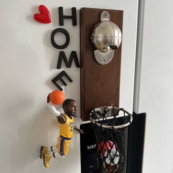 Slam Dunk James NBA Magnetic Basketball Star Decoration Refrigerator Sticker Bottle Opener Creative Basket Beer Magnetic Sticker Screwdriver - 图片 4