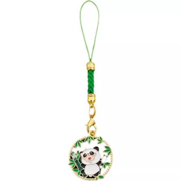 Chinese style panda bamboo woven keychain mobile phone rope anti lost small pendant, Sichuan Chengdu cultural and creative commemorative gift - Image 5