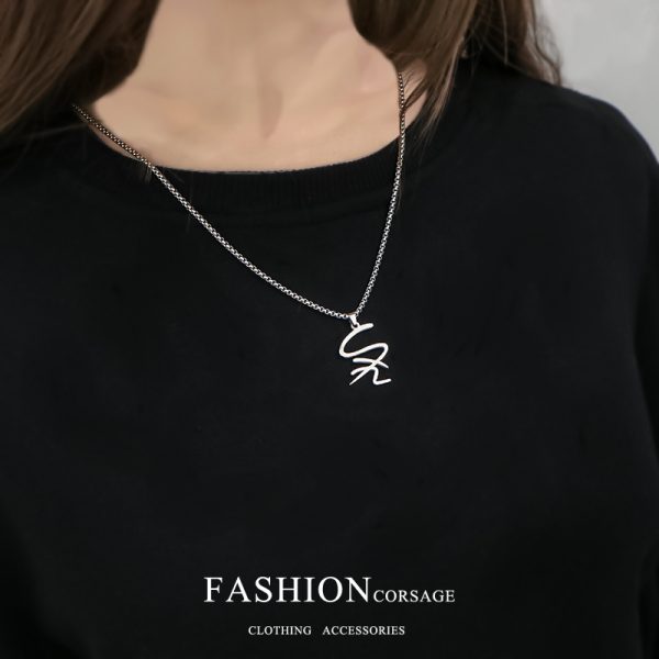 TF family Su Xinhao necklace bracelet keychain fashionable, simple, versatile collarbone chain men's and women's titanium steel pendant jewelry - Image 2