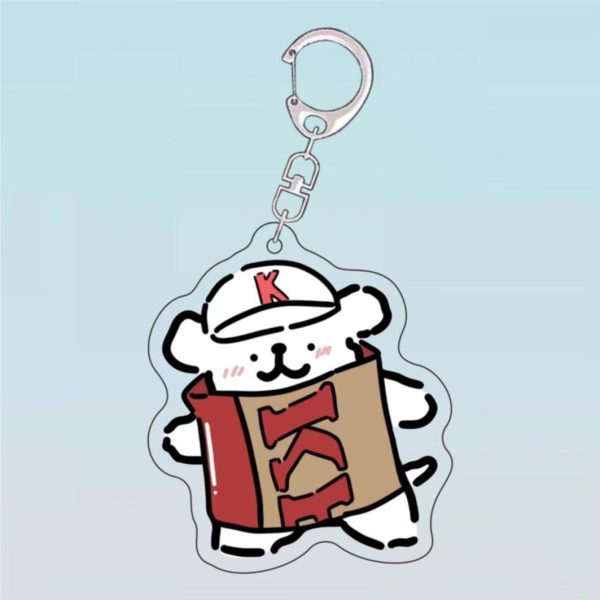 Line puppy cartoon cute Malzis white gold wool acrylic keychain couple best friend backpack pendant - 图片 2