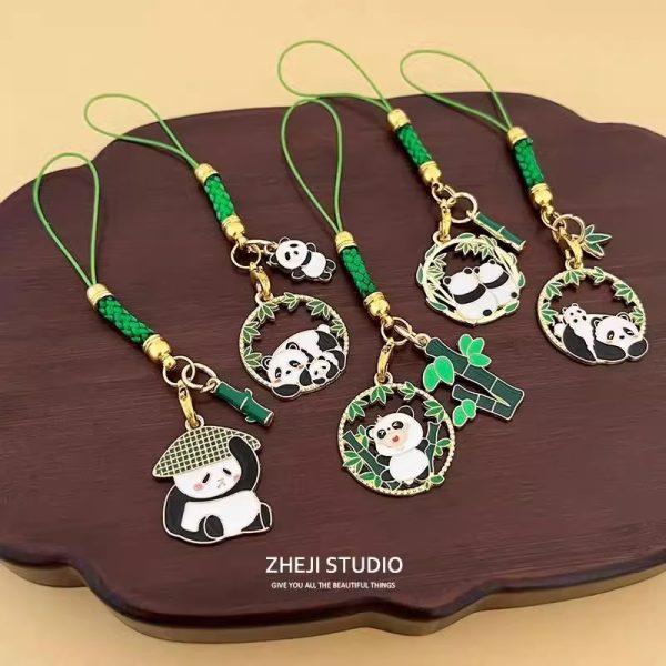 Chinese style panda bamboo woven keychain mobile phone rope anti lost small pendant, Sichuan Chengdu cultural and creative commemorative gift - Image 3