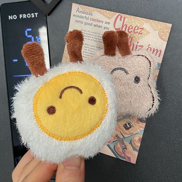 Ins style cute cartoon bread, egg, magnetic suction refrigerator sticker, personalized creative plush toy magnetic decoration sticker - 图片 3