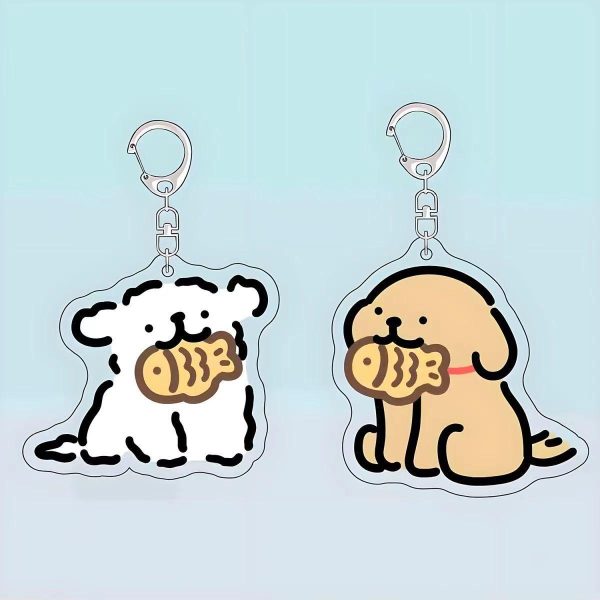 Line puppy keychain ins niche couple pendant bag double pendant gift cute acrylic best friend