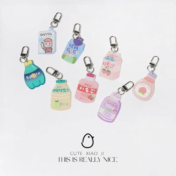 Yuanqi Cute Soda Acrylic Pendant Keychain Bag Accessories Creative Cartoon Hanging Accessories Versatile Daily Accessories - 图片 5