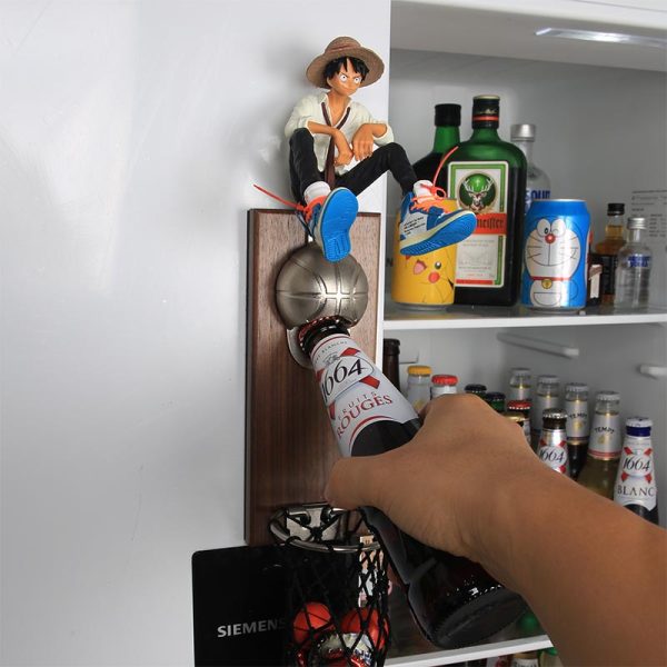 One Piece Luffy Bottle Opener Magnetic Refrigerator Sticker Basketball Beer Creative Magnetic Basket Wine Starter Internet Celebrity Same Style