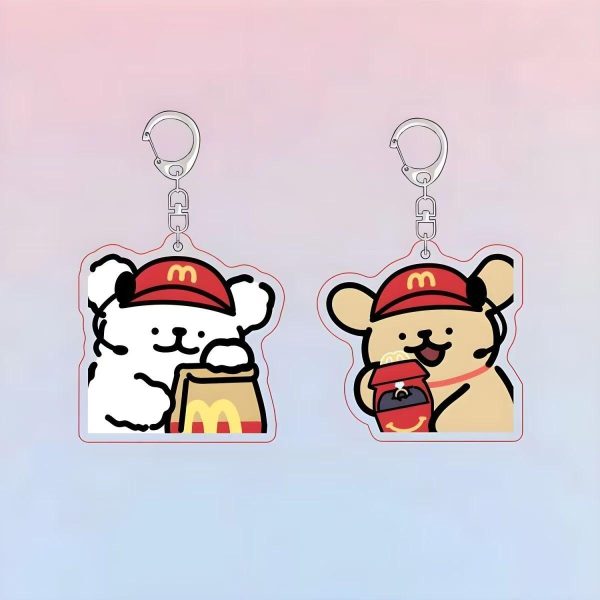 McDonald's, Marzis, repair lines, small dog, acrylic keychain, cartoon couple, cute student backpack pendant