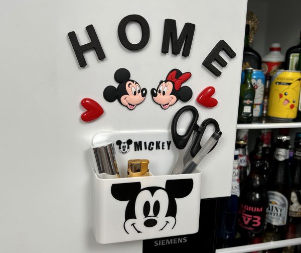 Mickey refrigerator with magnetic storage box, cartoon magnet wall mounted Mickey Mouse desk edge small tool stationery box decoration