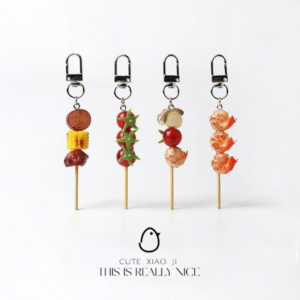 Bizarre foodie simulation barbecue skewers, keychains, niche hanging accessories, bags, fun pendants, creative accessories, and ornaments - 图片 5