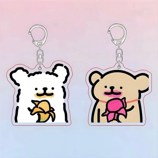 Mango Fire Dragon Line Puppy Acrylic Keychain Couple Pendant Backpack Cartoon Cute Best Friend Pendant Gift