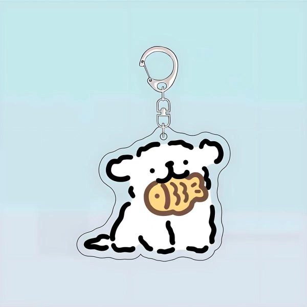 Line puppy keychain ins niche couple pendant bag double pendant gift cute acrylic best friend - 图片 3