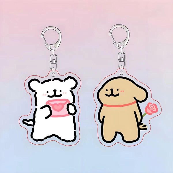 Cute Line Puppy Marzis Cartoon Fun Acrylic Keychain Backpack Pendant for Friends, Small Gift for Women