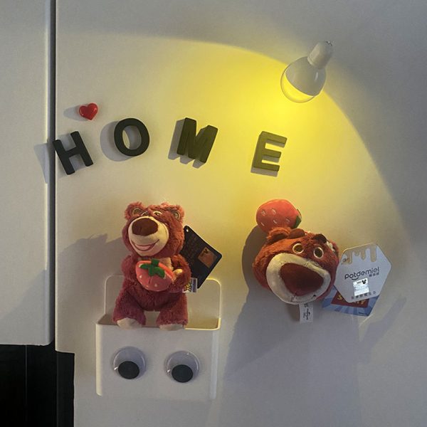 Korean ins cute strawberry bear plush toy refrigerator sticker HOME desk lamp magnetic sticker entrance door magnetic decoration - 图片 2