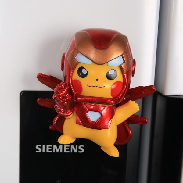 Pok é mon Iron Man Pikachu refrigerator sticker cute and creative magnetic suction 3D anime cartoon refrigerator decoration sticker - Image 4