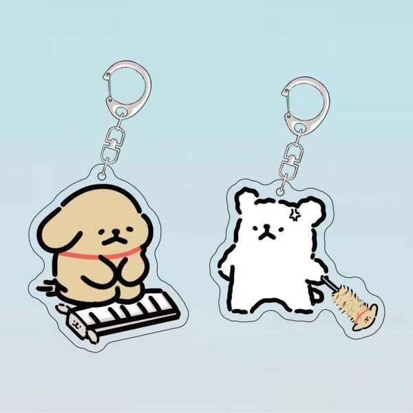 Cute Kneeling Keyboard Line Puppy Marzis Acrylic Keychain Cartoon Couple Fun Backpack Accessories