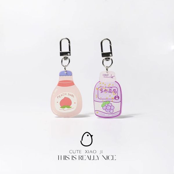 Yuanqi Cute Soda Acrylic Pendant Keychain Bag Accessories Creative Cartoon Hanging Accessories Versatile Daily Accessories