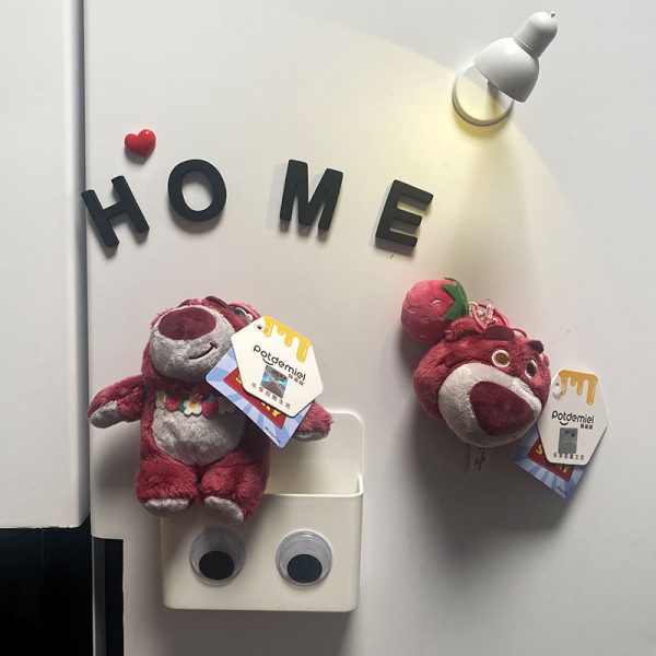 Korean ins cute strawberry bear plush toy refrigerator sticker HOME desk lamp magnetic sticker entrance door magnetic decoration - Image 4