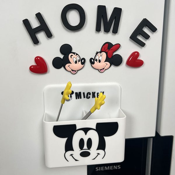 Mickey refrigerator with magnetic storage box, cartoon magnet wall mounted Mickey Mouse desk edge small tool stationery box decoration - 图片 3