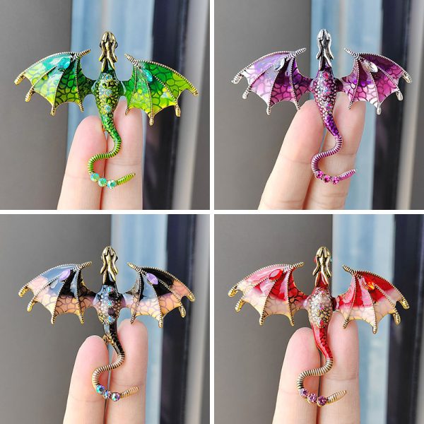 2025 popular retro dragon shaped brooch, women's cartoon high-end feeling brooch DIY elegant temperament personality exaggerated chest flower