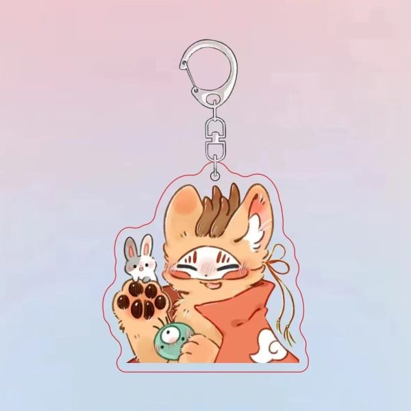 Not human, but animal, cute cartoon divine beast, fur ball, good luck avatar, acrylic keychain, friend gift pendant - 图片 4