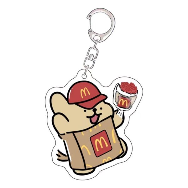 Line puppy cartoon cute Malzis white gold wool acrylic keychain couple best friend backpack pendant - 图片 3